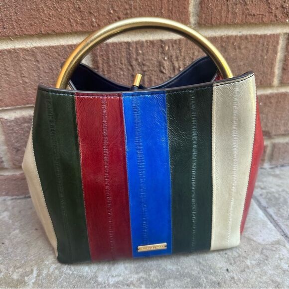 TORY BURCH Sydney Patchwork Eel Leather Bucket Bag In Multi - Picture 3 of 15